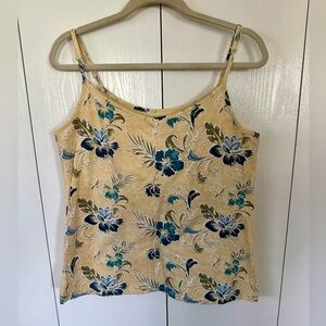 Faded Glory Floral Tank - Cream and Blue